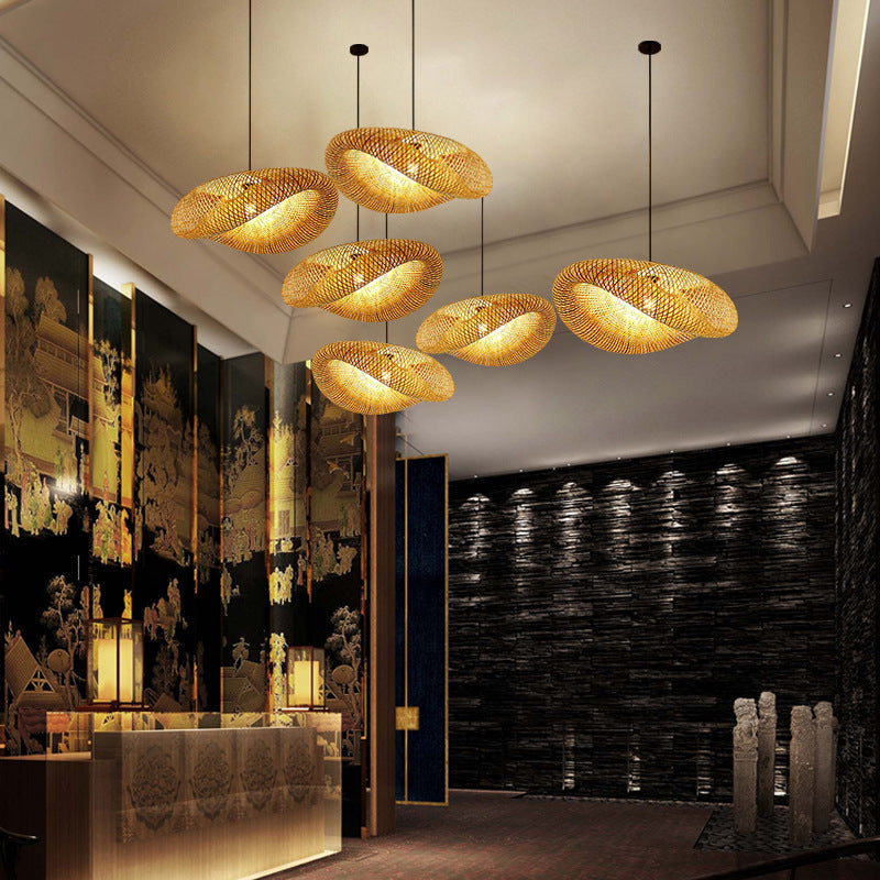 Rattan Gewebtes Bambus -Pendellicht - Led - Licht