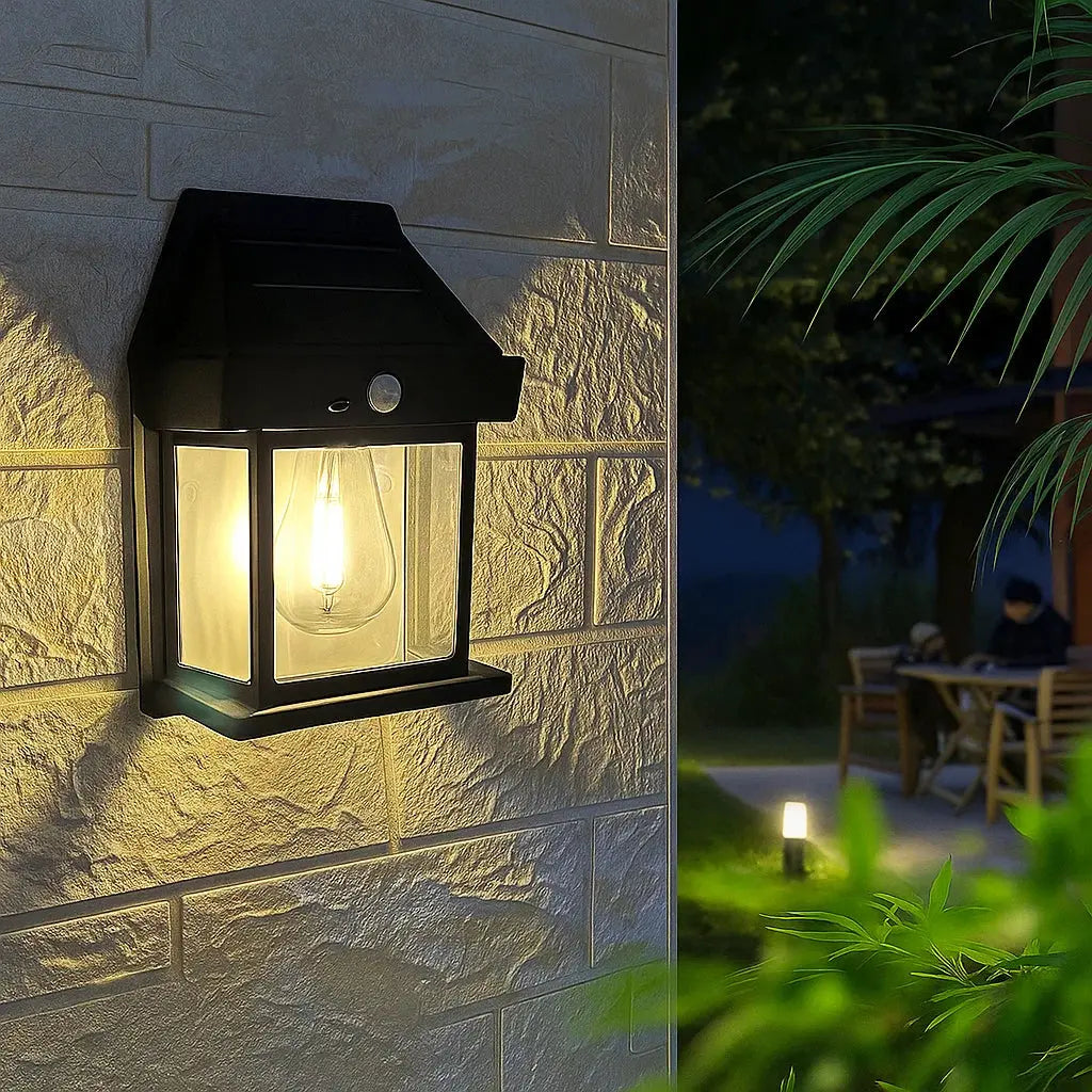 Frendorf | Solar-Wandleuchte – Wetterfeste Außenbeleuchtung mit Sensor