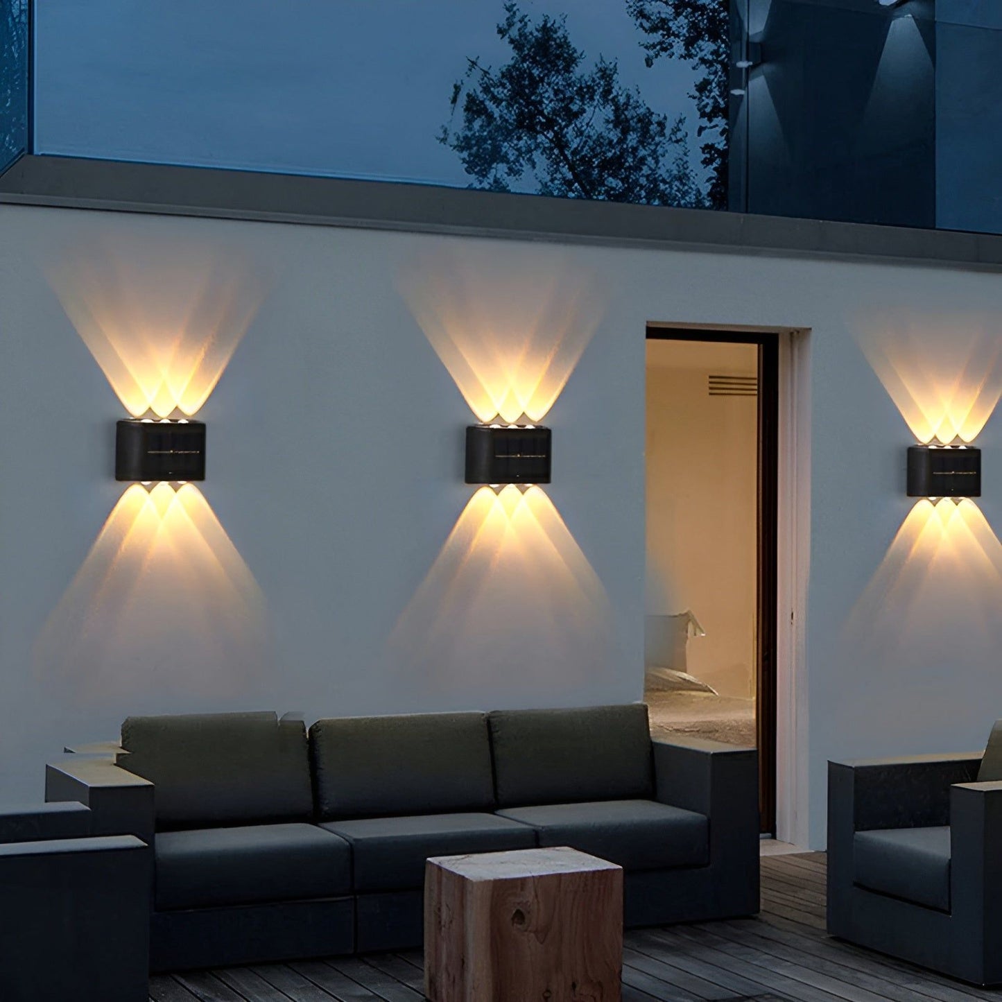 Licht - Doppelkopf Wasserdicht Solarbetriebene Außenwandlampe
