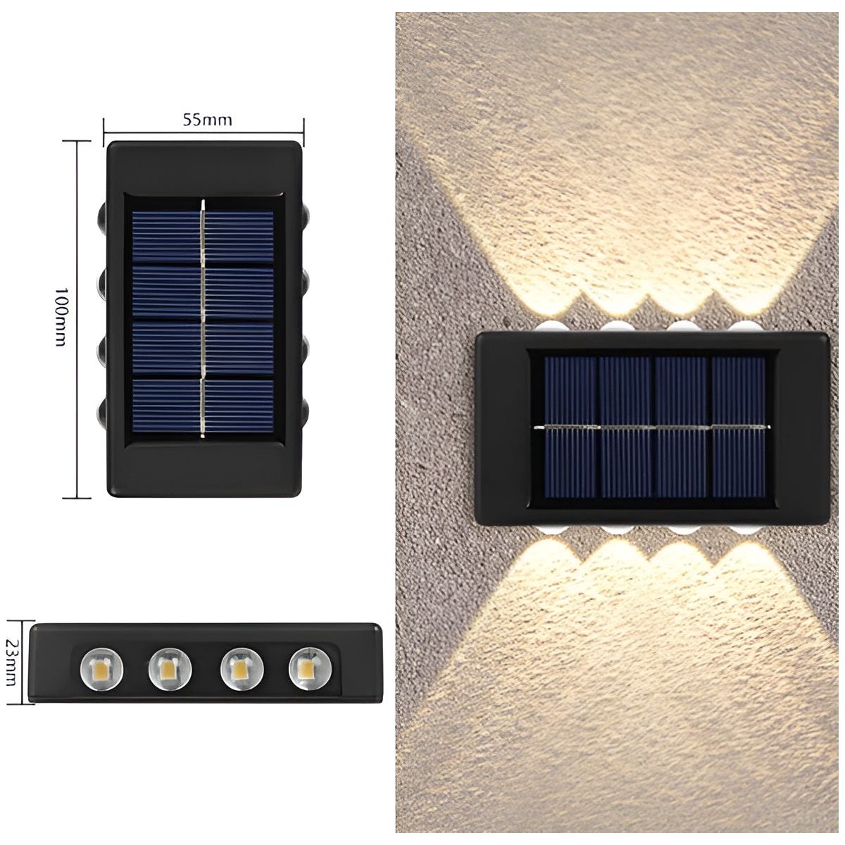 Licht - Doppelkopf Wasserdicht Solarbetriebene Außenwandlampe