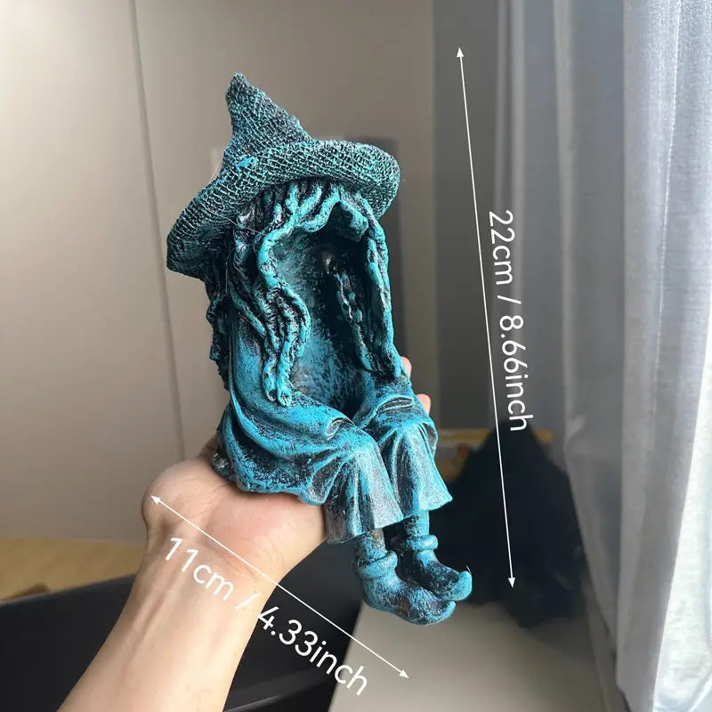Frendorf | MysticGlow Solarbetriebene Hexen-Statue | Magisches Gartenlicht | Stimmungsvolle Solarleuchte für Außenbereich