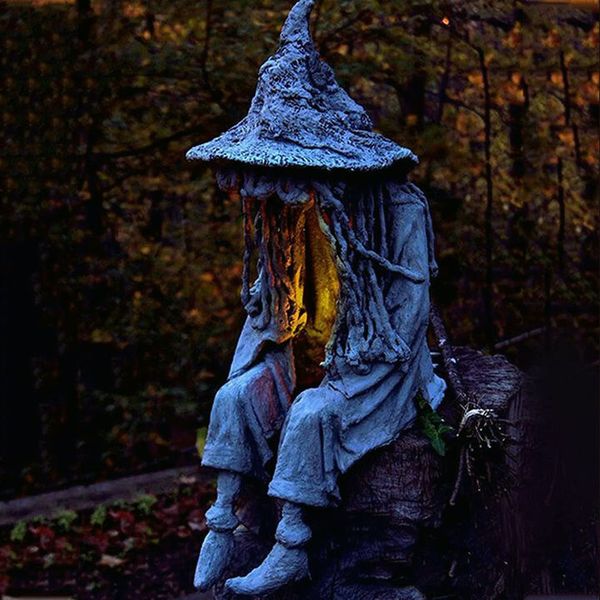 Frendorf | MysticGlow Solarbetriebene Hexen-Statue | Magisches Gartenlicht | Stimmungsvolle Solarleuchte für Außenbereich