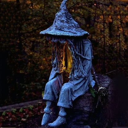 Frendorf | MysticGlow Solarbetriebene Hexen-Statue | Magisches Gartenlicht | Stimmungsvolle Solarleuchte für Außenbereich
