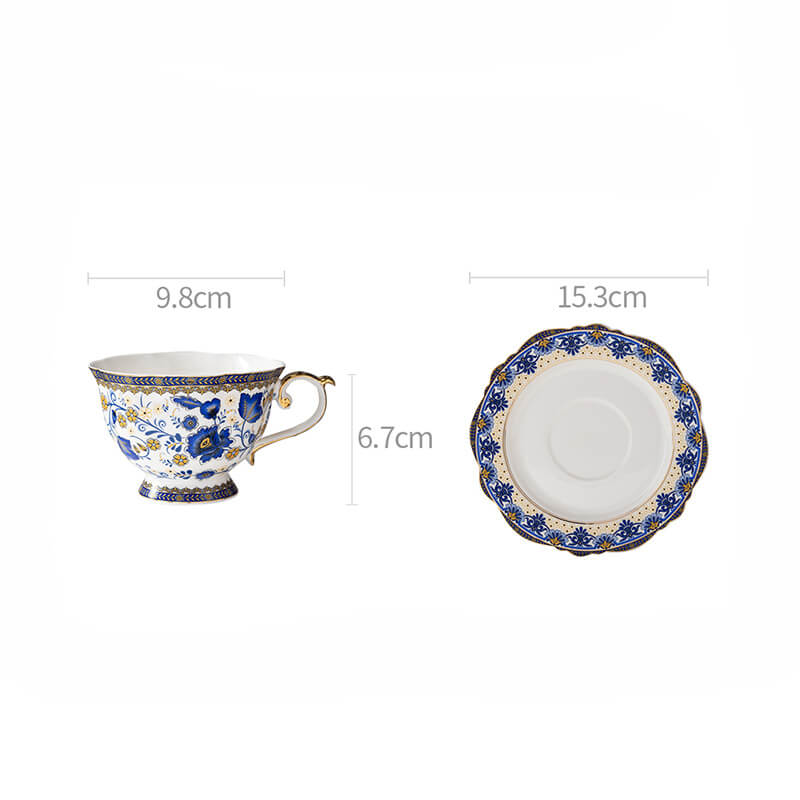 Frühling Blumen Knochenporzellan Tasse und Untertasse