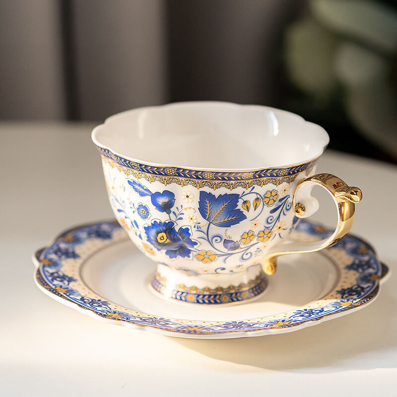 Frühling Blumen Knochenporzellan Tasse und Untertasse