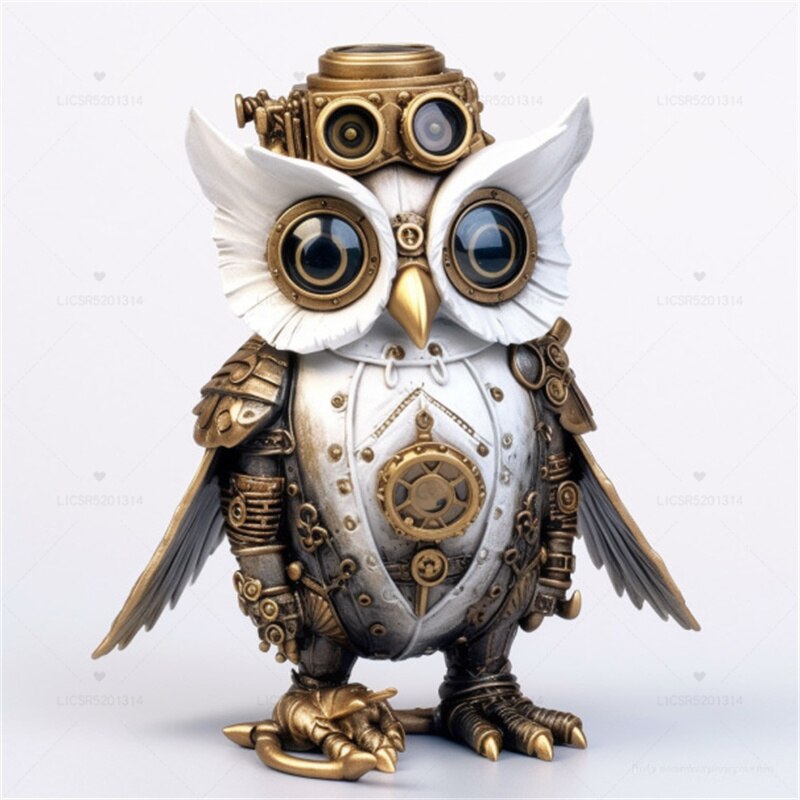 Steampunk Eule Harz Kunstwerk Dekoration Zuhause Innen- und Außenbereich Garten Türdekoration Halloween Dekorationszubehör