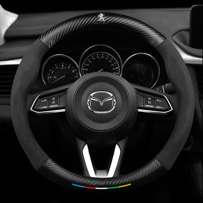 Anti-Rutsch 3D Prägung Kohlefaser Leder Auto Lenkradbezug Universelle Passform