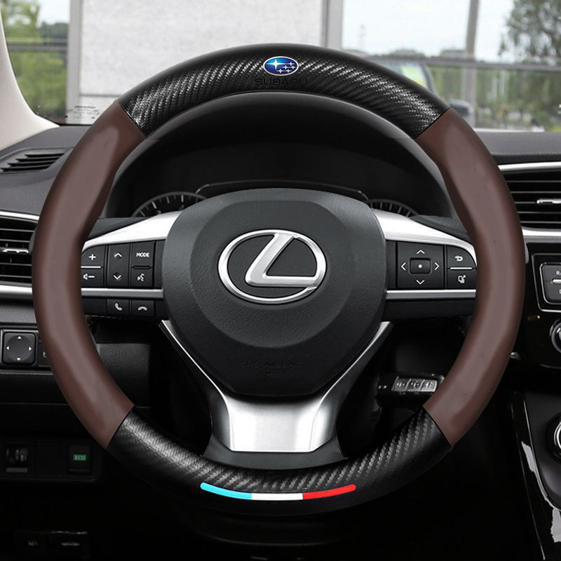 Anti-Rutsch 3D Prägung Kohlefaser Leder Auto Lenkradbezug Universelle Passform