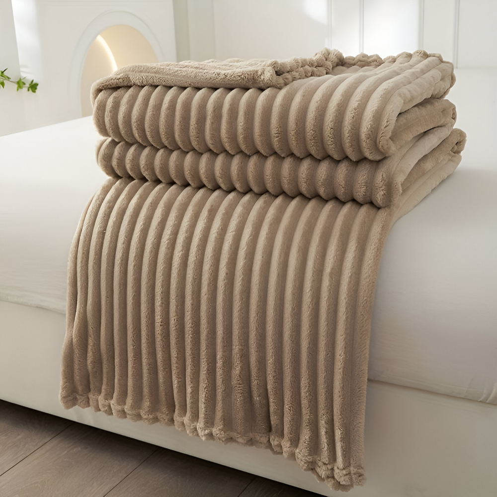Frendorf | StripyLux Plaid - Weich, Atmungsaktive Gerippte Fleece Blanket - Dicke Plüsch Throw Blanket