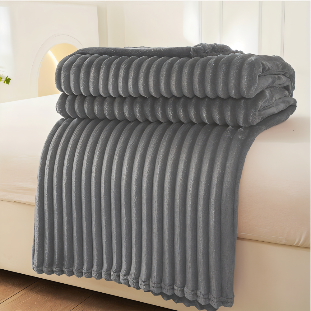 Frendorf | StripyLux Plaid - Weich, Atmungsaktive Gerippte Fleece Blanket - Dicke Plüsch Throw Blanket