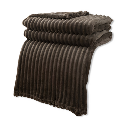 Frendorf | StripyLux Plaid - Weich, Atmungsaktive Gerippte Fleece Blanket - Dicke Plüsch Throw Blanket