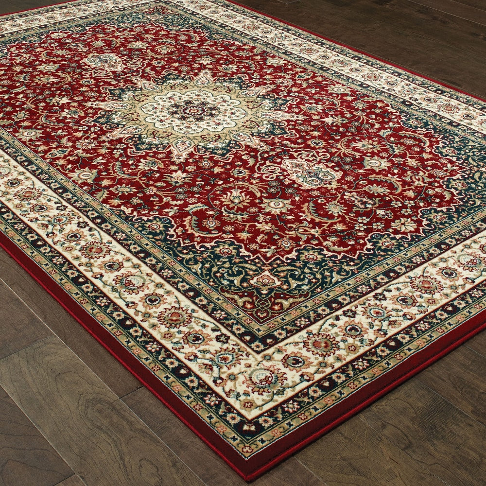 Stora Rot/Elfenbein Klassische Medaillon Weicher Teppich