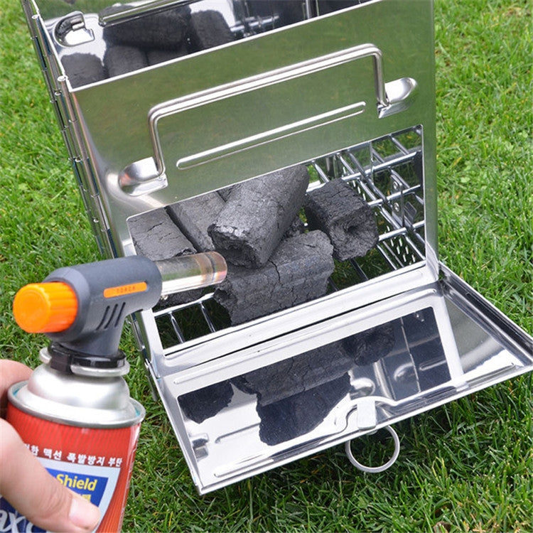 Frendorf | Tragbarer Edelstahl Klappgrill Holzkohlegrill Grill Outdoor Camping Holzofen