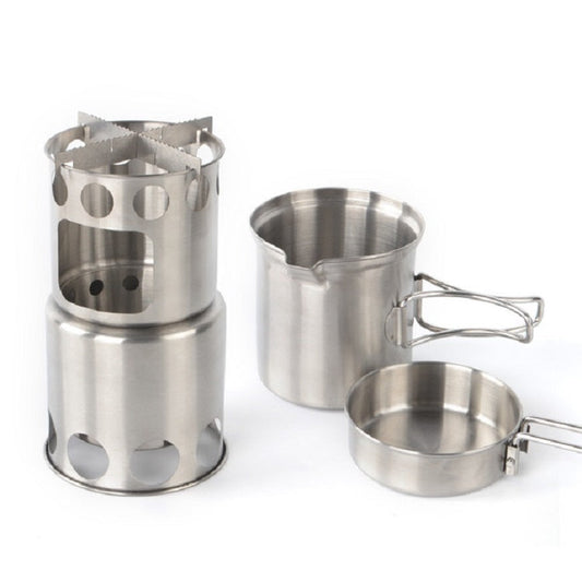 Frendorf | Outdoor Edelstahl Winddichter Ofen Tragbares Camping Grillset, Spezifikation:Ofen Set+Holzofen