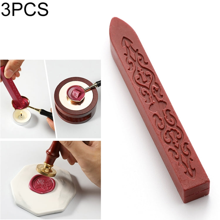 3 PCS Siegel Dedizierte Bienenwachsstift Malstempel Handgemacht DIY Werkzeug Siegelstreifen (Braunrot)