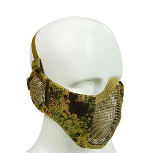 Frendorf | WoSporT Halbe Gesicht Metallnetz Feld Ohrenschutz Outdoor Radfahren Stahlmaske (Army Green Flower)