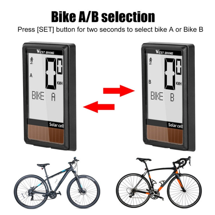 Frendorf | WEST BIKING Kabellose Solar Code-Tisch Mountain Road Bike Großschrift Code-Tisch Fünf Sprache Wasserdicht Geschwindigkeitsmesser