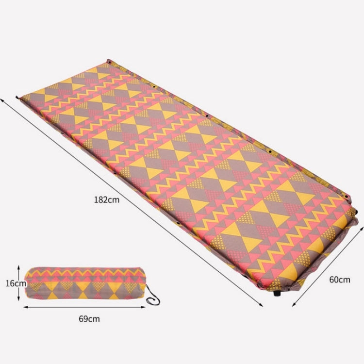 Frendorf | Doppelter Luftloch Automatisches Aufblasbares Pad Outdoor Camping Zelt Pad Feuchtigkeitsbeständiges Genähtes Mittagspause Schlafpad (Rot Gelb Druck)