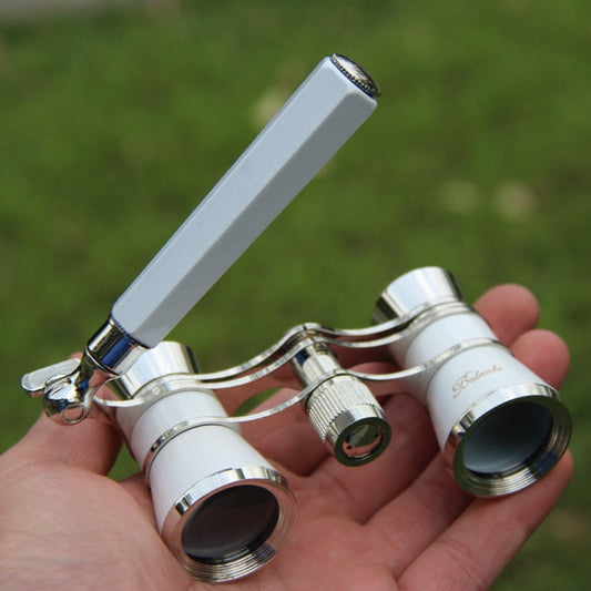 Frendorf | Metall 3 X 25 Damen mit Griff Chrome Doppelzylinder-Teleskop (Perlweiß)