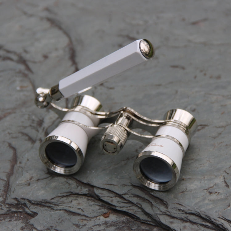 Frendorf | Metall 3 X 25 Damen mit Griff Chrome Doppelzylinder-Teleskop (Perlweiß)