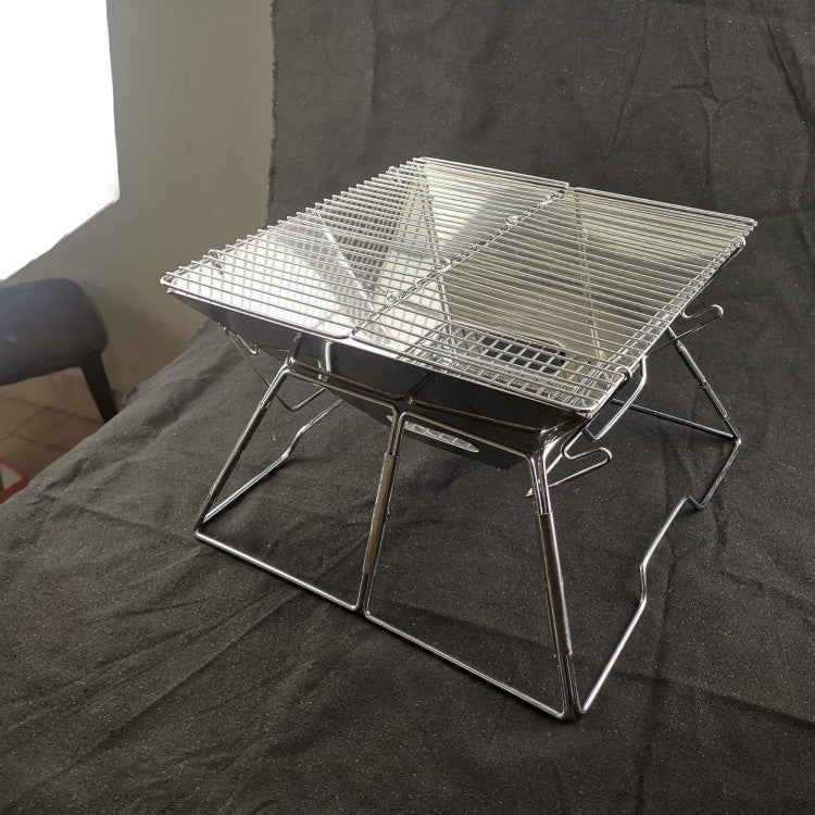 Frendorf | Hebbarer Grill Camping Edelstahl Klappgrill Holz Kohle Grill