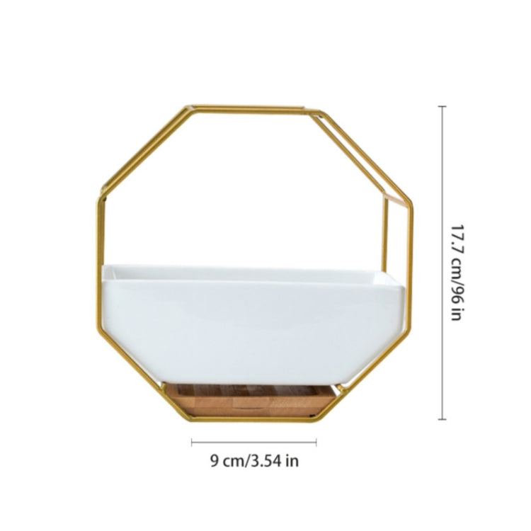 Einfaches octagonales geometrisches Wandhängen Tisch Sukkulenten Platauf bamboo Unterstützung Eisenrahmen Blumentopf (schwarz)