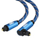 Frendorf | EMK 90 Grad schwenkbar einstellbarer rechtwinkliger 360 Grad drehbarer Stecker Nylon-gewebtes Mesh-Optik-Audiokabel, Kabel Länge: 10m (Blau)