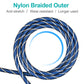 Frendorf | EMK 90 Grad schwenkbar einstellbarer rechtwinkliger 360 Grad drehbarer Stecker Nylon-gewebtes Mesh-Optik-Audiokabel, Kabel Länge: 10m (Blau)