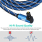 Frendorf | EMK 90 Grad schwenkbar einstellbarer rechtwinkliger 360 Grad drehbarer Stecker Nylon-gewebtes Mesh-Optik-Audiokabel, Kabel Länge: 10m (Blau)