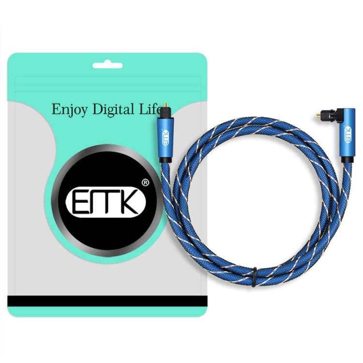 Frendorf | EMK 90 Grad schwenkbar einstellbarer rechtwinkliger 360 Grad drehbarer Stecker Nylon-gewebtes Mesh-Optik-Audiokabel, Kabel Länge: 10m (Blau)