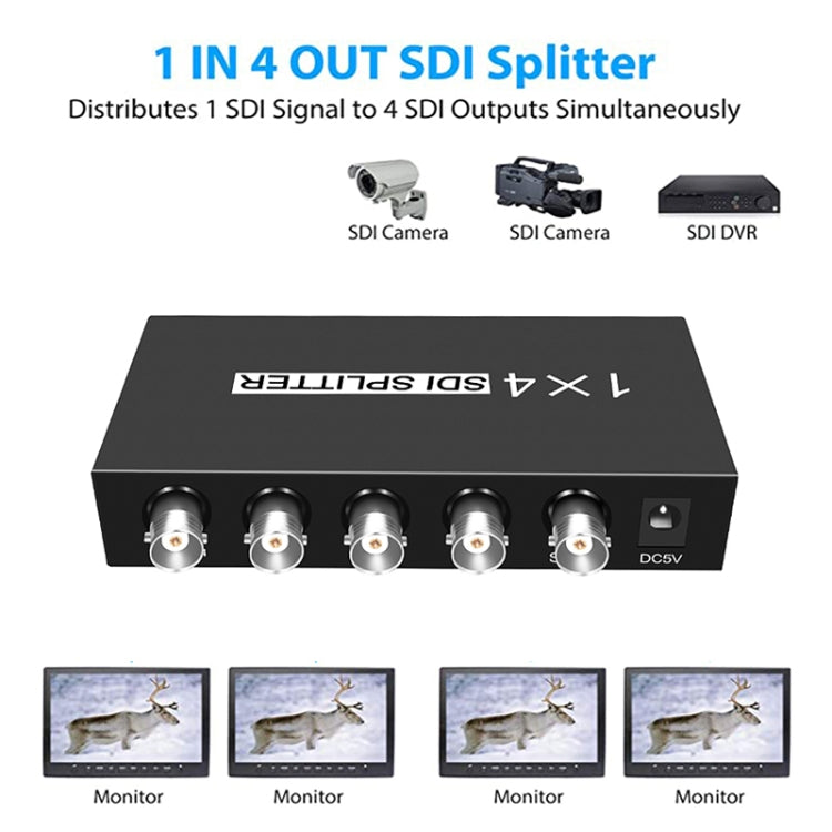 Frendorf | 1 In 4 Out SD-SDI / HD-SDI / 3G-SDI-Verteilerverstärker Video SDI-Splitter (EU-Stecker)
