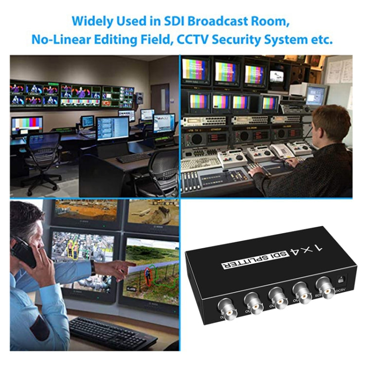 Frendorf | 1 In 4 Out SD-SDI / HD-SDI / 3G-SDI Verteilung Verstärker Video SDI Splitter (US-Stecker)