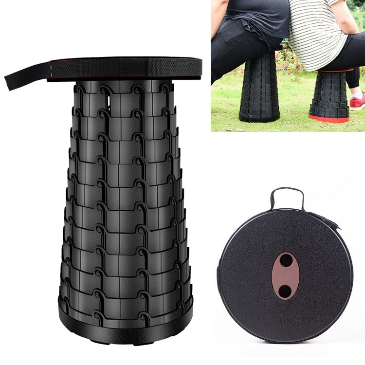 Frendorf | Outdoor Tragbarer Klappbarer Teleskopischer Kunststoffhocker Camping Angeln Gartenhocker (Schwarz)