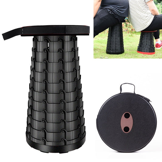 Frendorf | Outdoor Tragbarer Klappbarer Teleskopischer Kunststoffhocker Camping Angeln Gartenhocker (Schwarz)