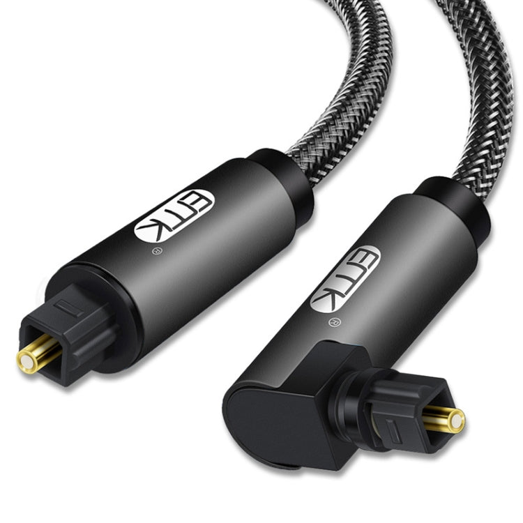 Frendorf | EMK 90 Grad drehbar einstellbarer rechter Winkel 360 Grad rotierbarer Stecker aus Nylon-gewebtem Mesh-Optik-Audiokabel, Kabellänge: 20m (Schwarz)