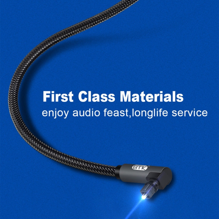 Frendorf | EMK 90 Grad drehbar einstellbarer rechter Winkel 360 Grad rotierbarer Stecker aus Nylon-gewebtem Mesh-Optik-Audiokabel, Kabellänge: 20m (Schwarz)