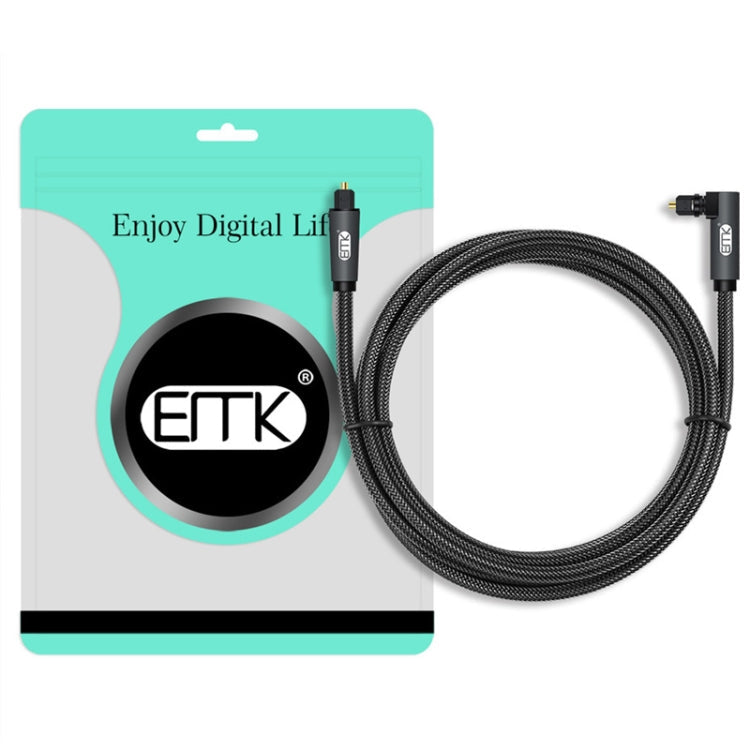 Frendorf | EMK 90 Grad drehbar einstellbarer rechter Winkel 360 Grad rotierbarer Stecker aus Nylon-gewebtem Mesh-Optik-Audiokabel, Kabellänge: 20m (Schwarz)