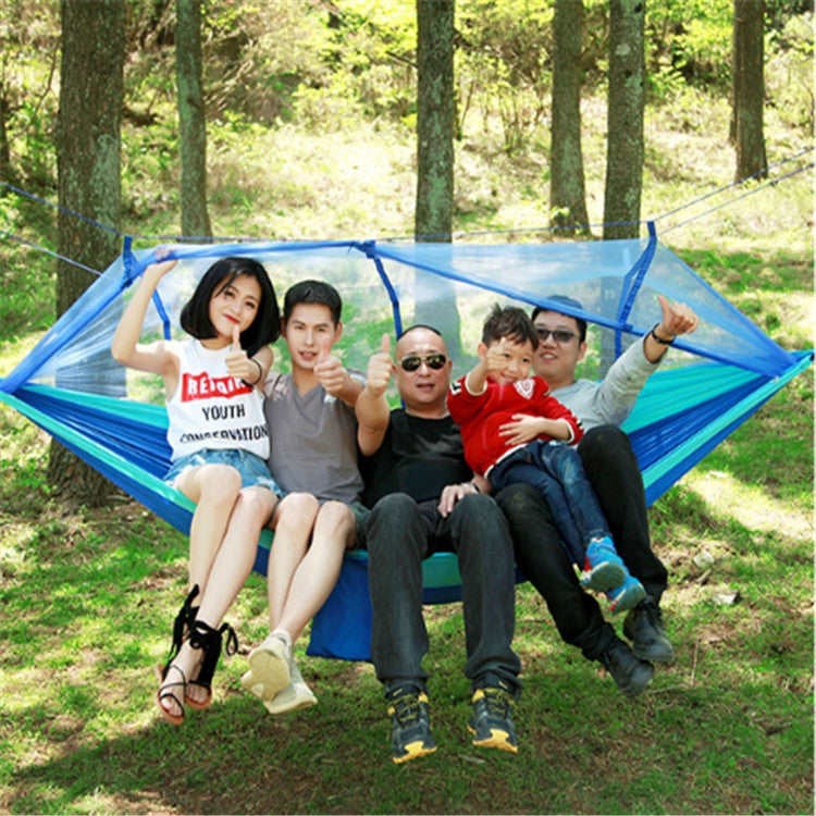 Frendorf | Outdoor Mückennetz Hängematte Camping Ultraleicht Nylon Doppel Camping Luftzelt, Größe: 260 x 140 CM (Pink Himmelblau)