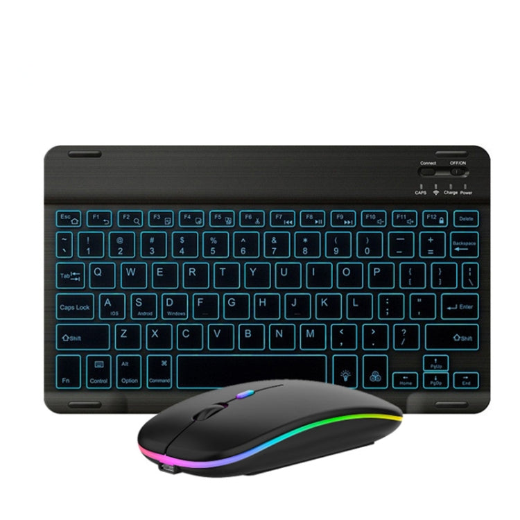 Frendorf | 10 Zoll RGB Bunte Hintergrundbeleuchtung Bluetooth Tastatur und Maus Set für Mobiltelefon / Tablet (Schwarz)