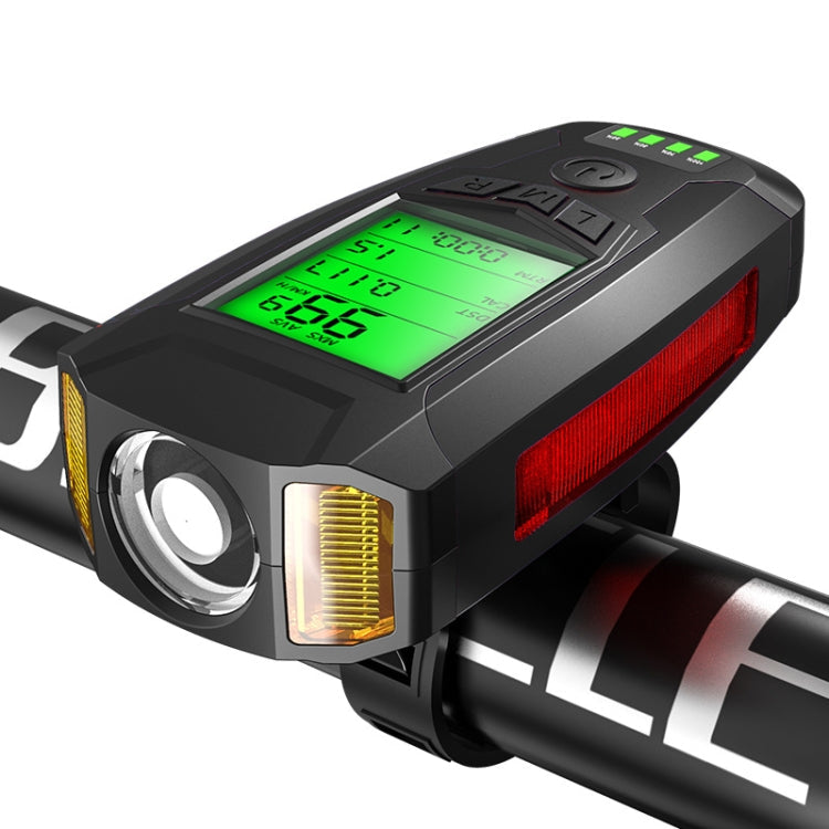 Frendorf | Frontlicht (mit Nebelscheinwerfer) & Hupe & Geschwindigkeitsmesser Multifunktionales Fahrrad Mountainbike Scheinwerfer (Code Watch (Schwarz))