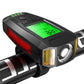 Frendorf | Frontlicht (mit Nebelscheinwerfer) & Hupe & Geschwindigkeitsmesser Multifunktionales Fahrrad Mountainbike Scheinwerfer (Code Watch (Schwarz))