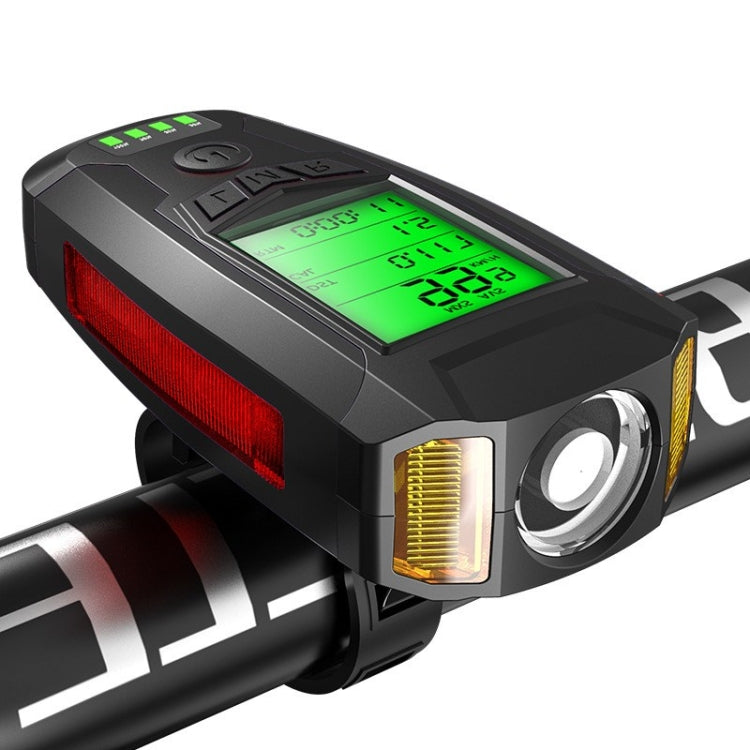 Frendorf | Frontlicht (mit Nebelscheinwerfer) & Hupe & Geschwindigkeitsmesser Multifunktionales Fahrrad Mountainbike Scheinwerfer (Code Watch (Schwarz))