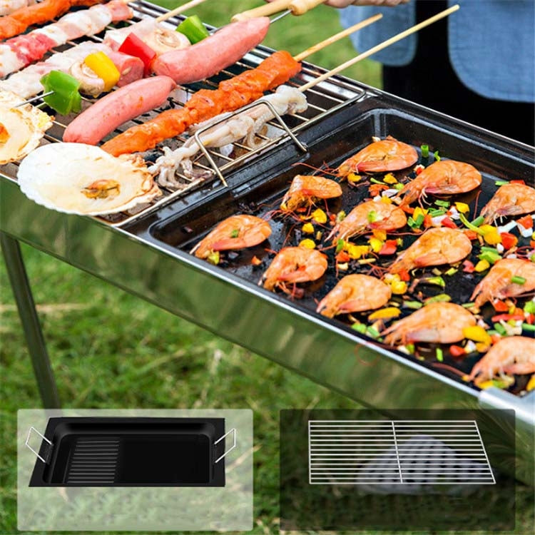 Frendorf | HZ-003 BBQ Grill Outdoor Tragbarer Edelstahl Herd Haushalts-Holzkohle Grill Rack, Grill/Pfanne Spezifikationen: L