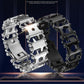 Frendorf | Multifunktionales Edelstahl Outdoor Überleben Werkzeug Armband für Männer (Breit Silber)