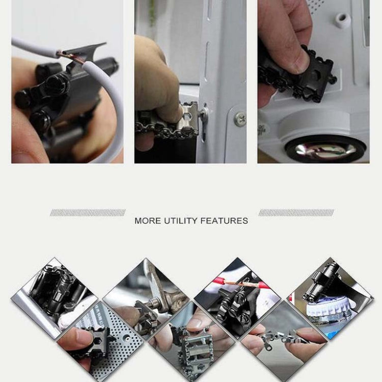 Frendorf | Multifunktionales Edelstahl Outdoor Überleben Werkzeug Armband für Männer (Breit Schwarz)