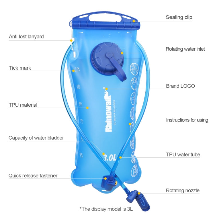 Frendorf | Rhinowalk Radfahren Wasserbeutel 2L/3L Vollöffnung Outdoor Trinkwasserbeutel Trinkausrüstung, Farbe: RK18101 blau 2L