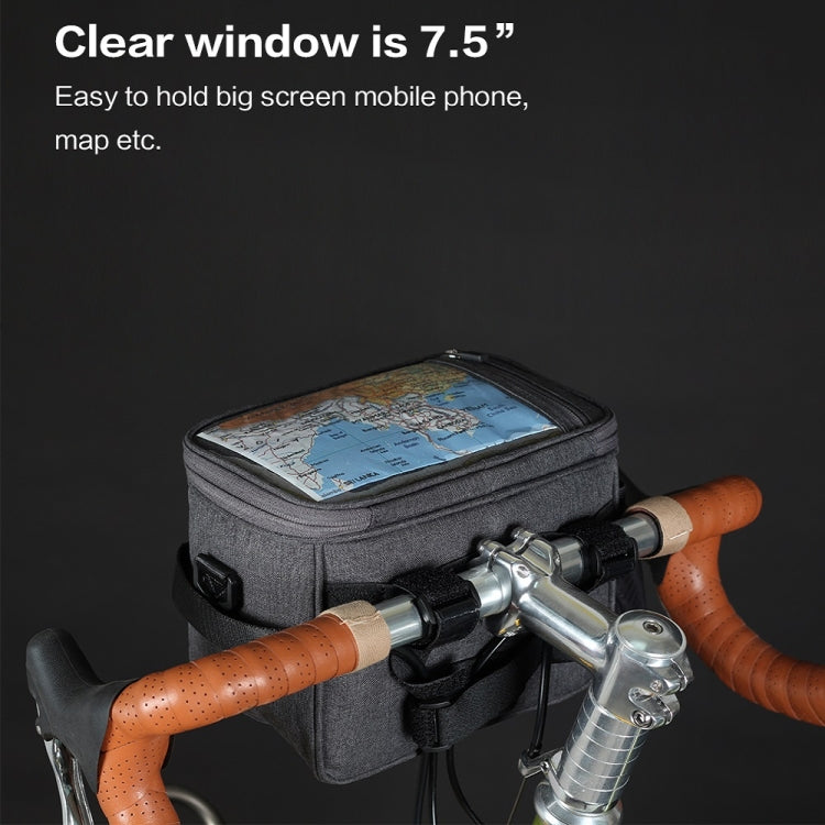 Frendorf | Rhinowalk Fahrrad Vorderlenkertasche Kameratasche Wasserdicht 7,5 Zoll Große Touchscreen Navigation Handy Tasche Fahrrad Tasche (Dunkelgrau)