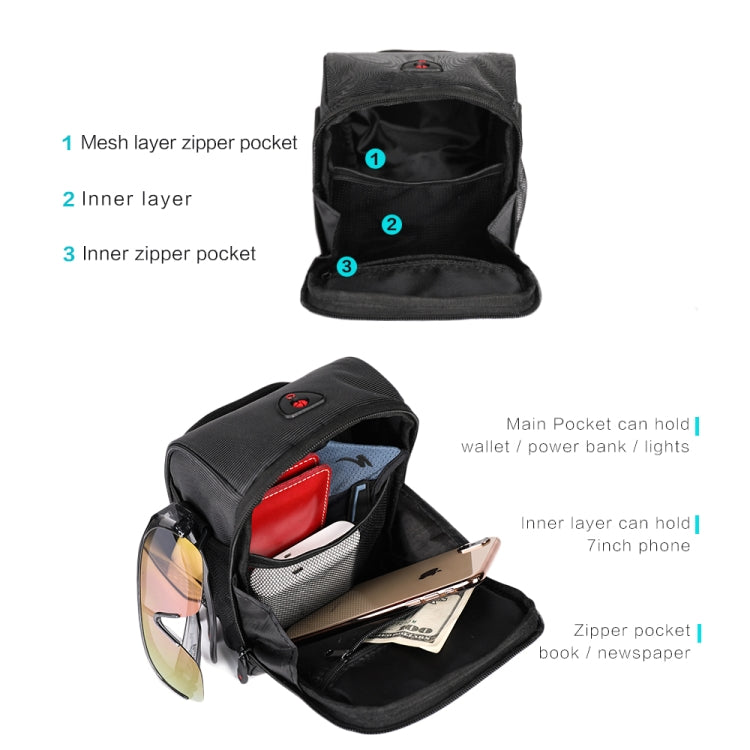 Frendorf | Rhinowalk TF910 Fahrrad Vorderlenkertasche Multifunktionale Wasserfeste Handy Tasche Fahrtasche (Schwarz)