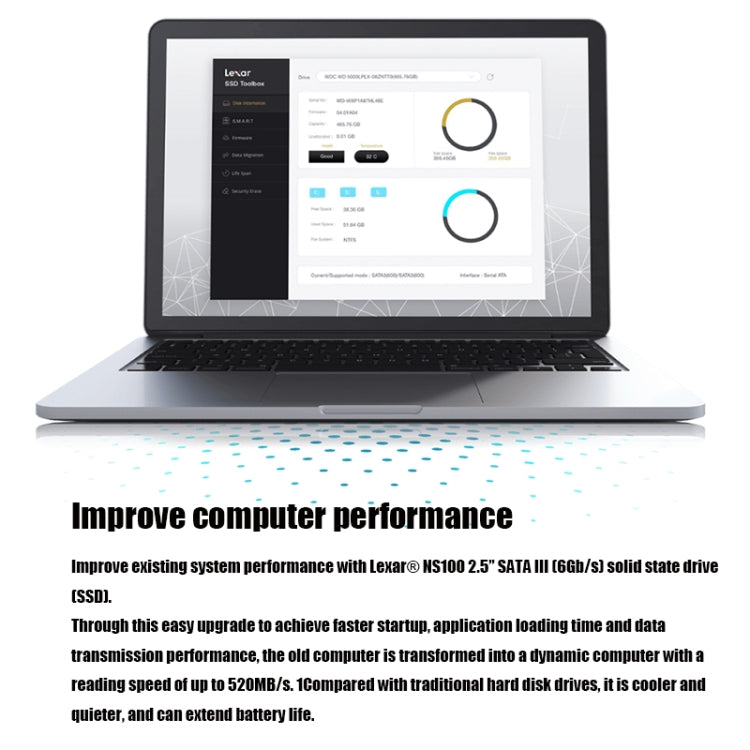 Frendorf | Lexar NS100 2,5 Zoll SATA3 Notebook Desktop SSD Solid State Drive, Kapazität: 512GB (Grau)