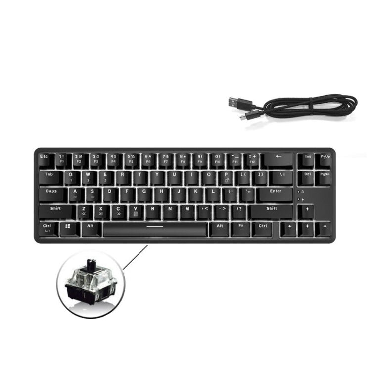 Frendorf | Ajazz K680T Mini USB Wired Dual-mode Charging 68-Tasten Laptop Bluetooth Mechanische Tastatur, Kabel Länge: 1,6m, Stil: Schwarzer Schaft(Schwarz)